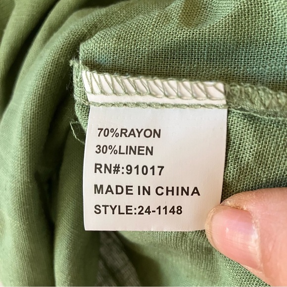 NWT Men’s Green Linen Short Sleeve Button up Collared Shirt (Small) - Picture 8 of 8